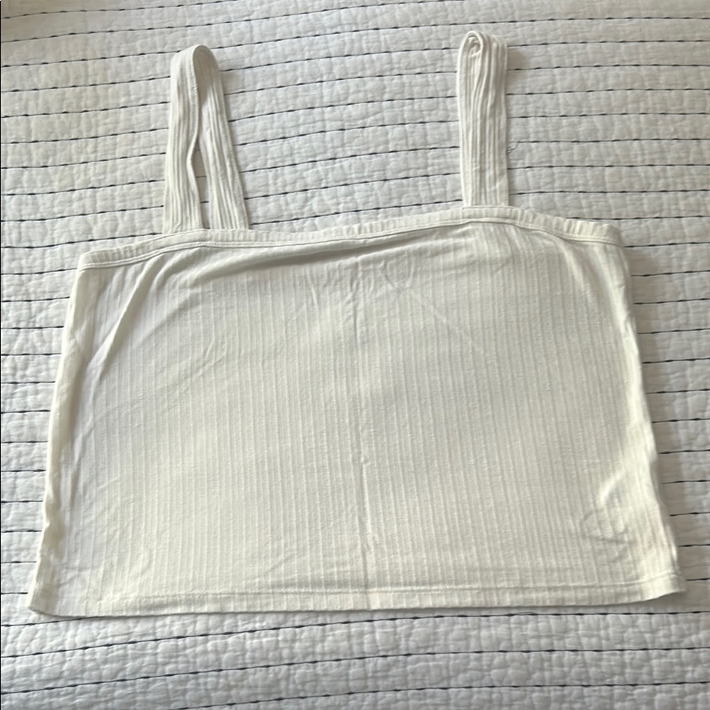 White Ribbed Women's Tank- American eagle